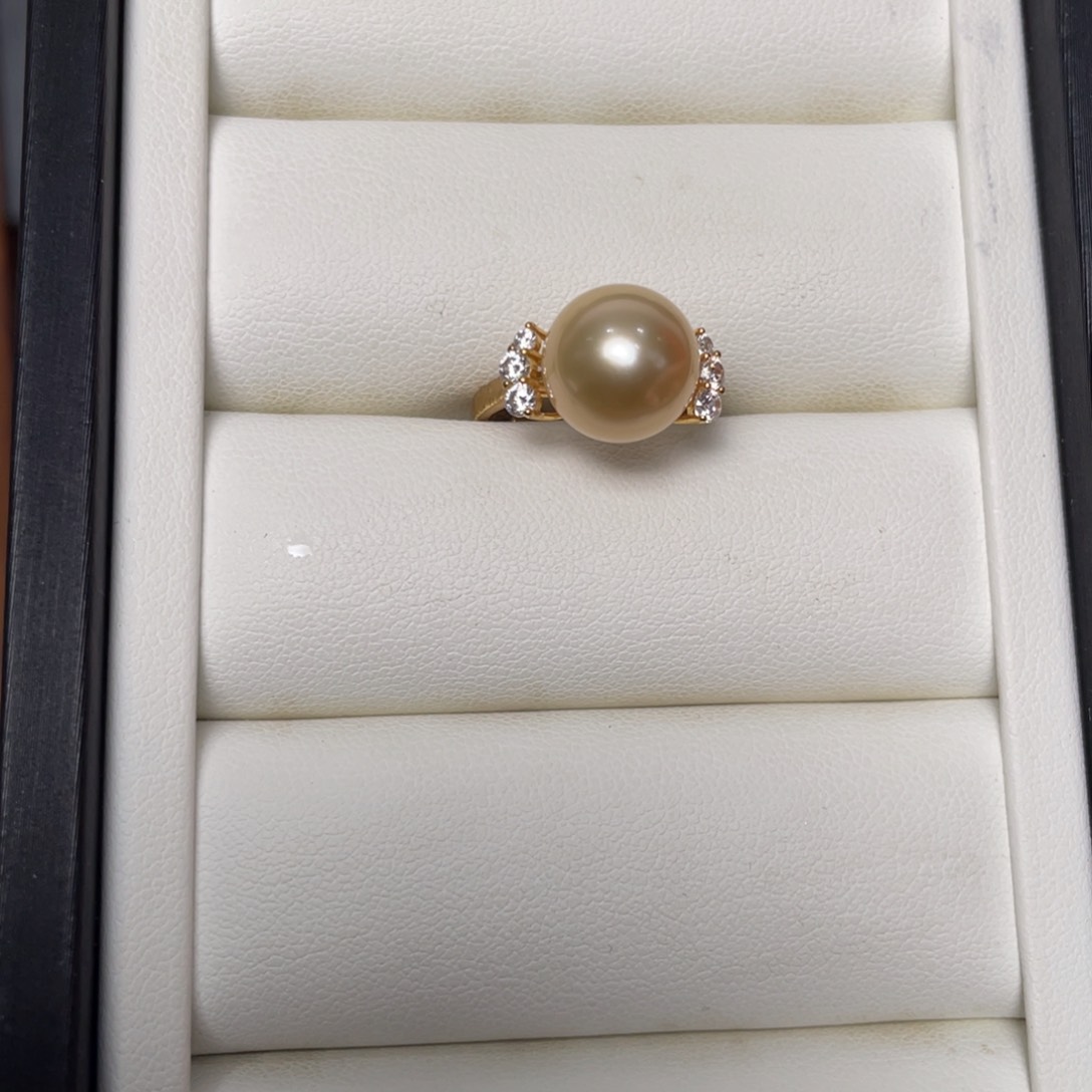 海水珍珠戒圈银S925镶嵌