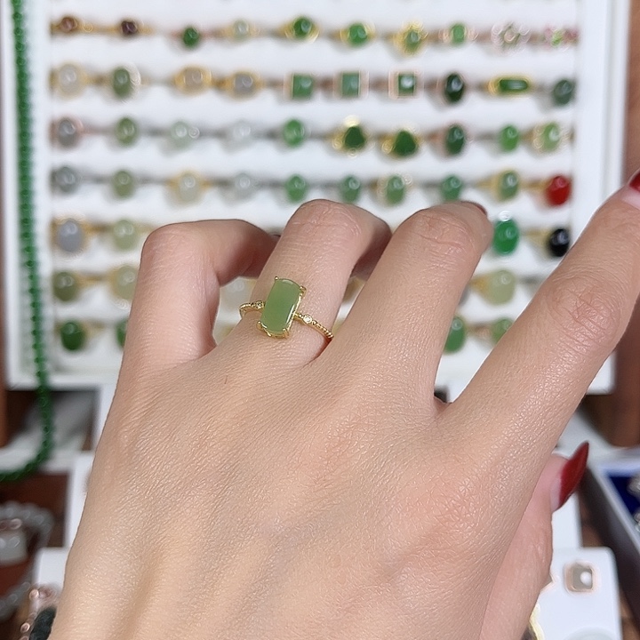 和田玉戒指银S925镶嵌