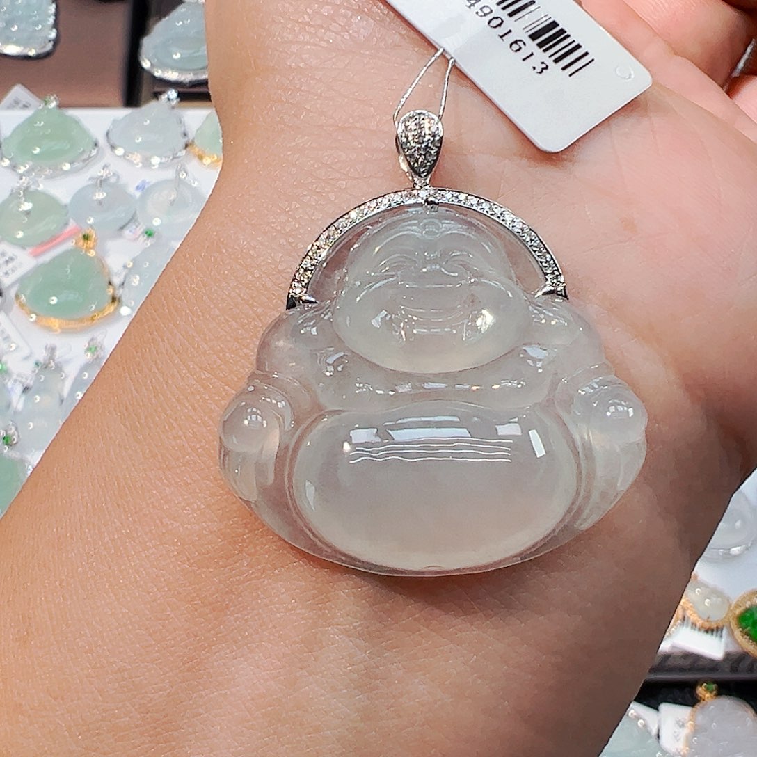 吊坠(不含链)18K金镶嵌翡翠佛公