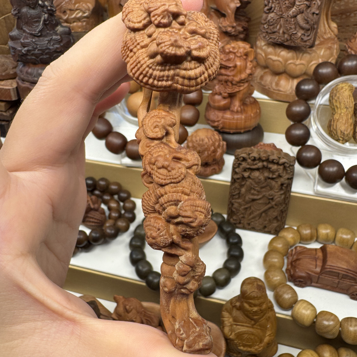 迈索尔老山檀香小如意手把件奶香