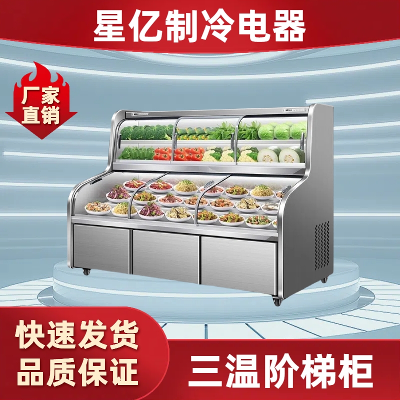 星亿三温五阶梯冰台展示柜商用点菜冷藏冷冻饭店烧烤串串保鲜柜