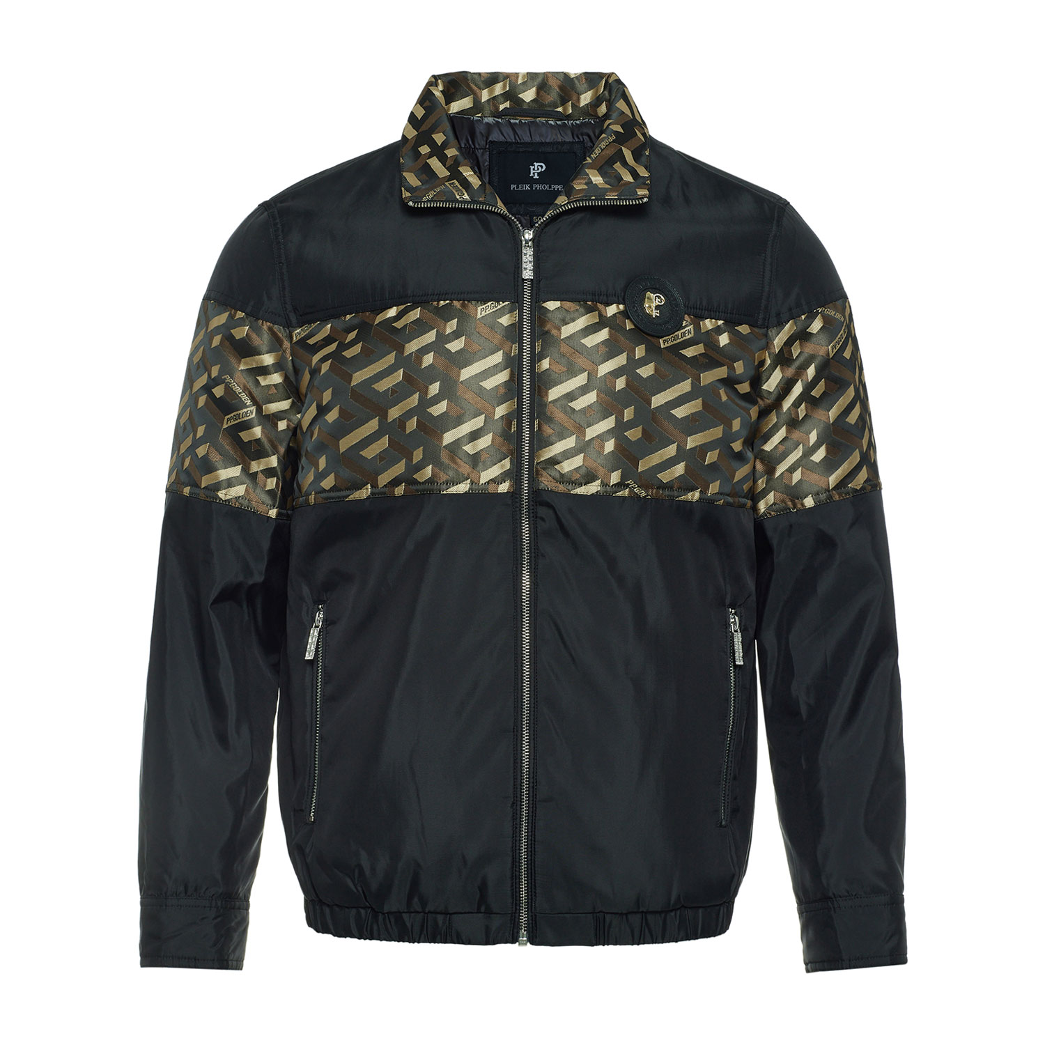 PLEIKPHOLPPE男士秋冬时尚休闲撞色徽章logo立领棉服GYR7621919