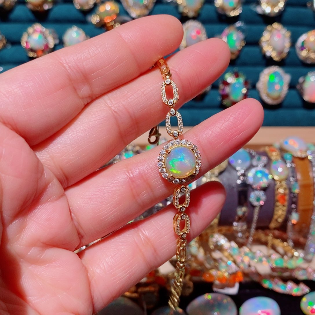 欧泊欧泊手链银S925镶嵌