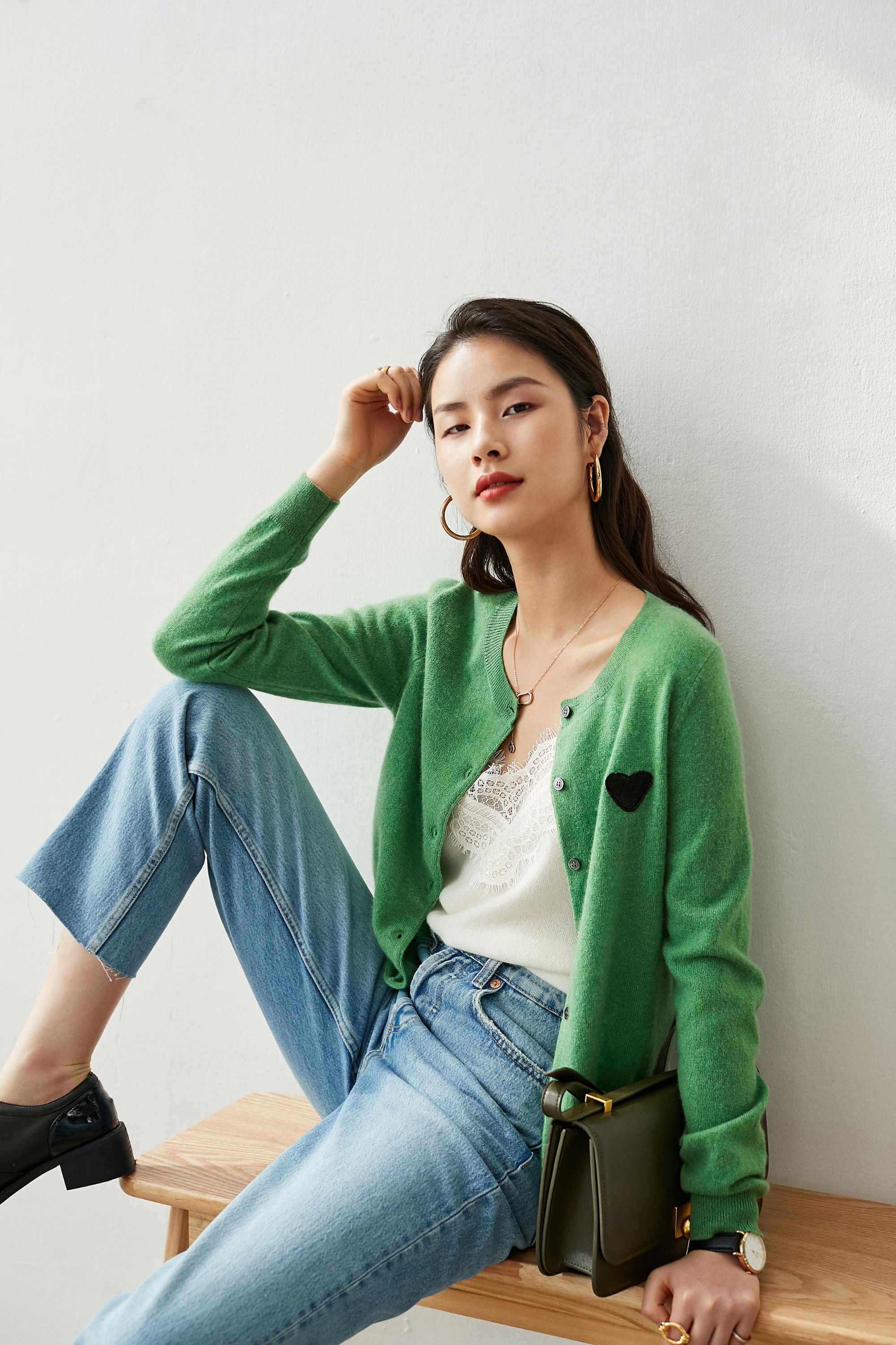 【丽公主专属】藏里羊圆领爱心羊绒开衫BC00847