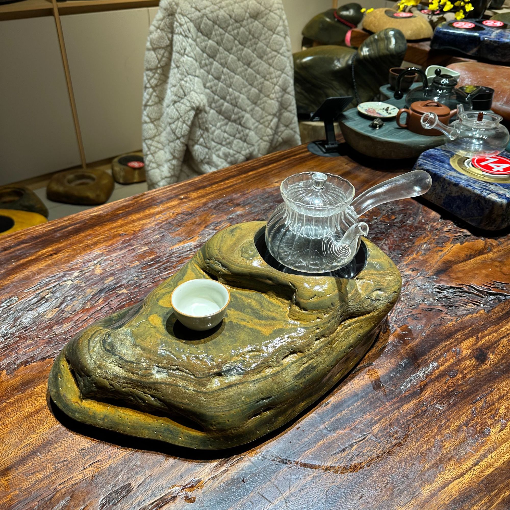 手工茶炉天然石头茶炉煮茶器电陶炉煮茶器家用茶道简约创意透明