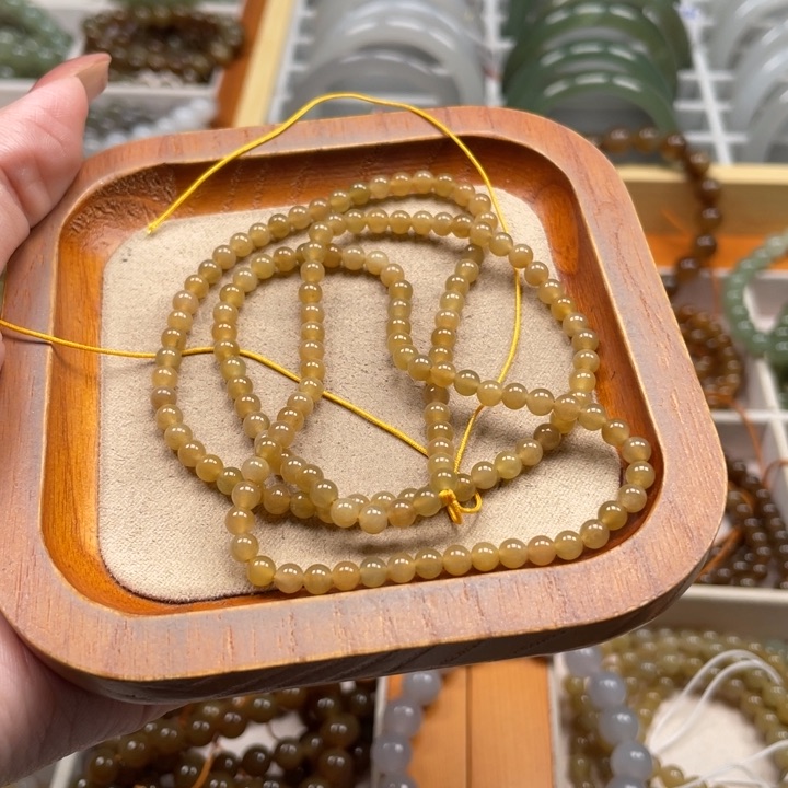 和田玉珠串4mm未镶嵌