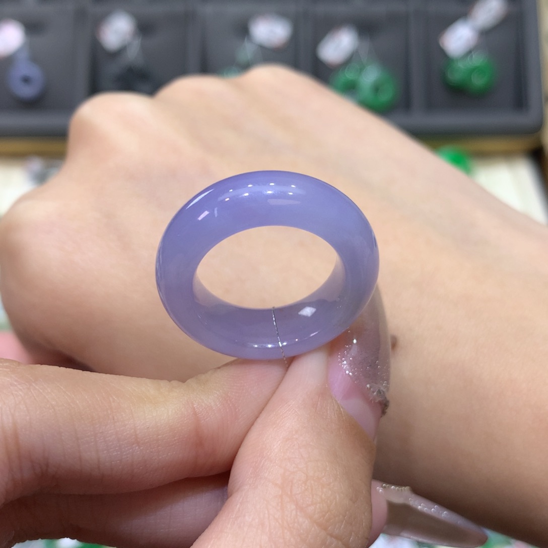翡翠戒指未镶嵌13-14满紫