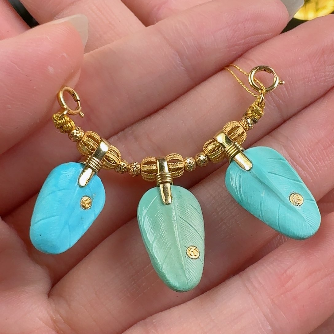 绿松石珠宝奇石18K金镶嵌