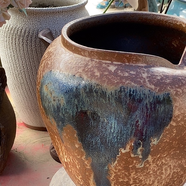 紫砂花盆口21高度28手工异性