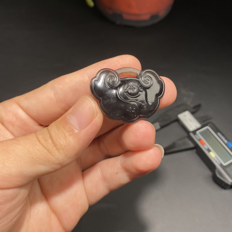 和田玉冰烟紫如意锁佛如意大人小孩老人均可佩戴经典时尚款吊坠