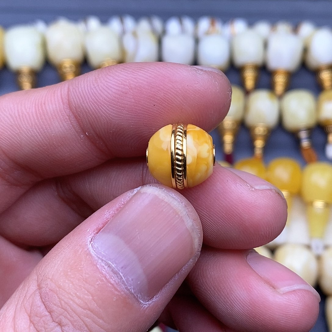 琥珀裸石银S925镀金镶嵌12mm