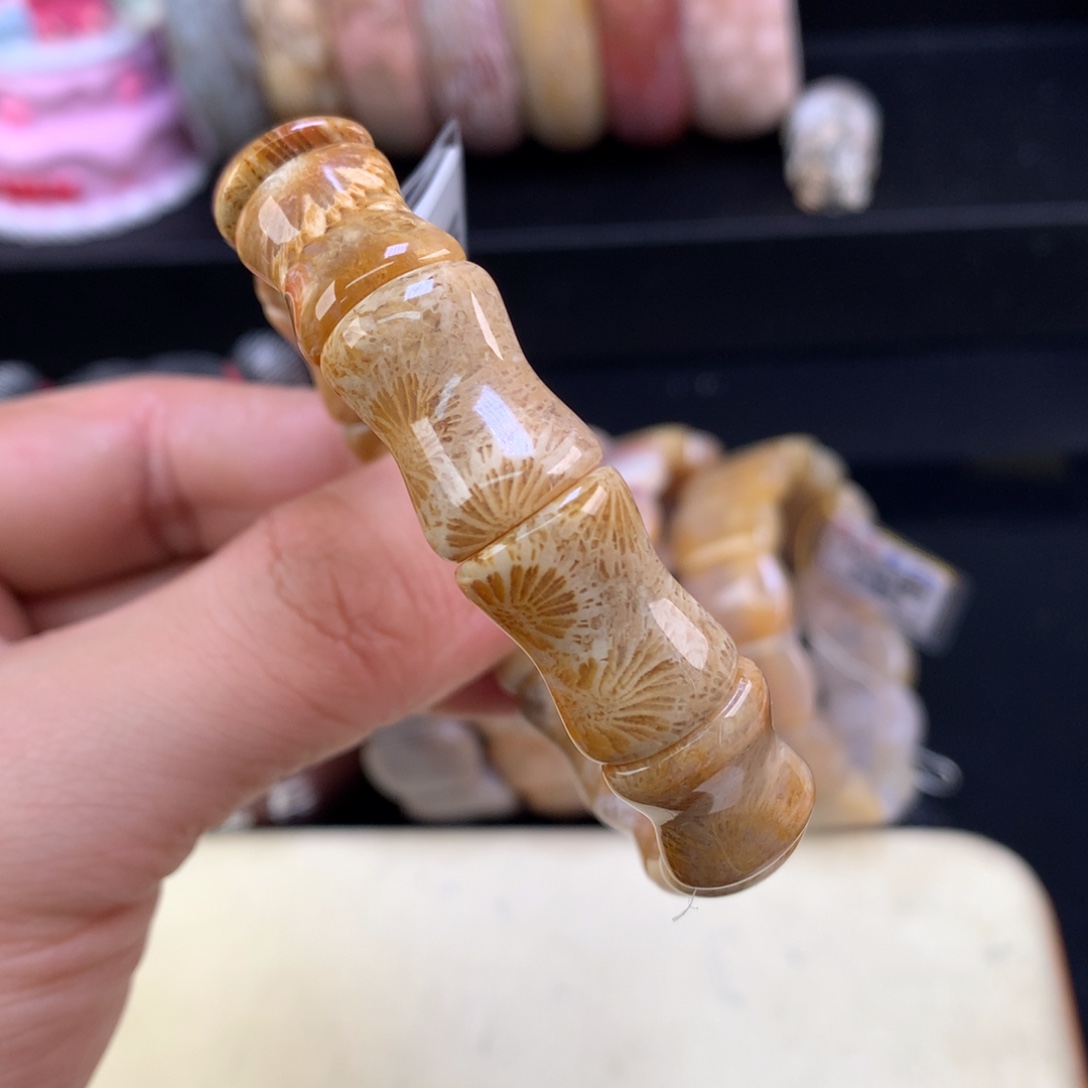 硅化珊瑚（珊瑚玉）未镶嵌颈饰31号竹节大花花