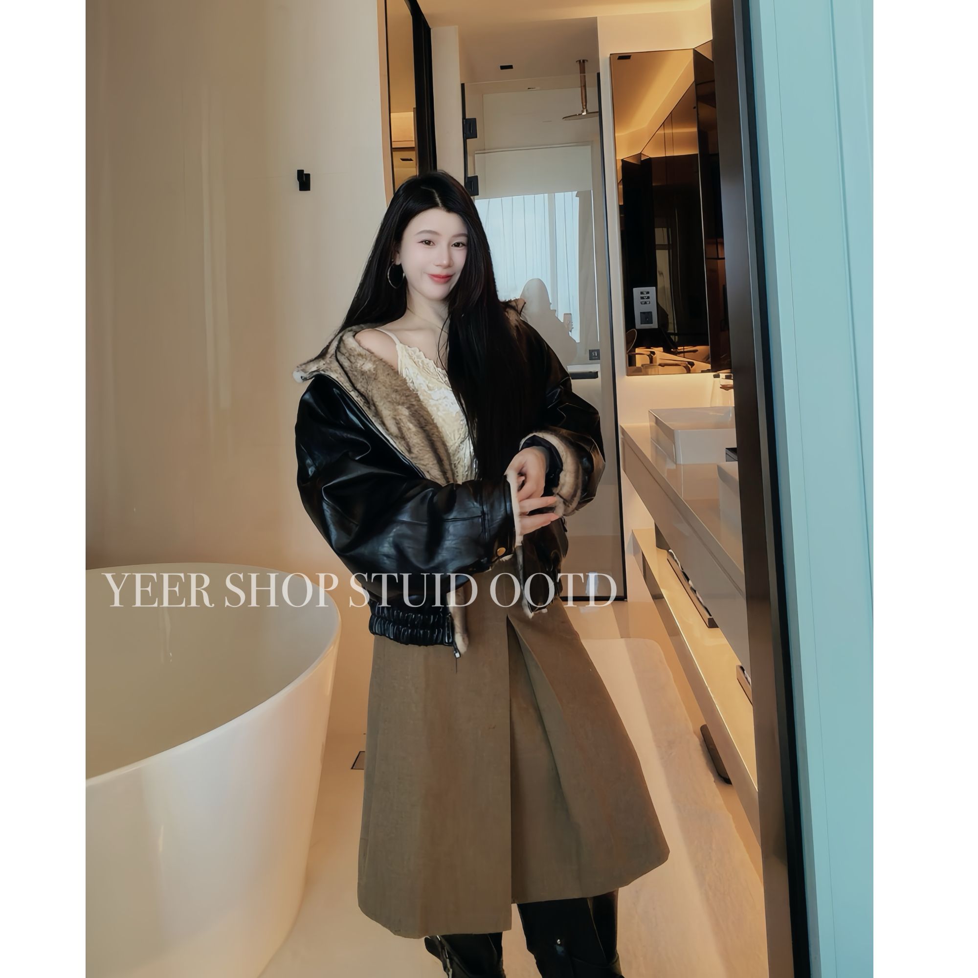 YEER·SHOP【雪域统治者~】 爷儿冬季时尚百搭新款黑色羽绒皮衣外套