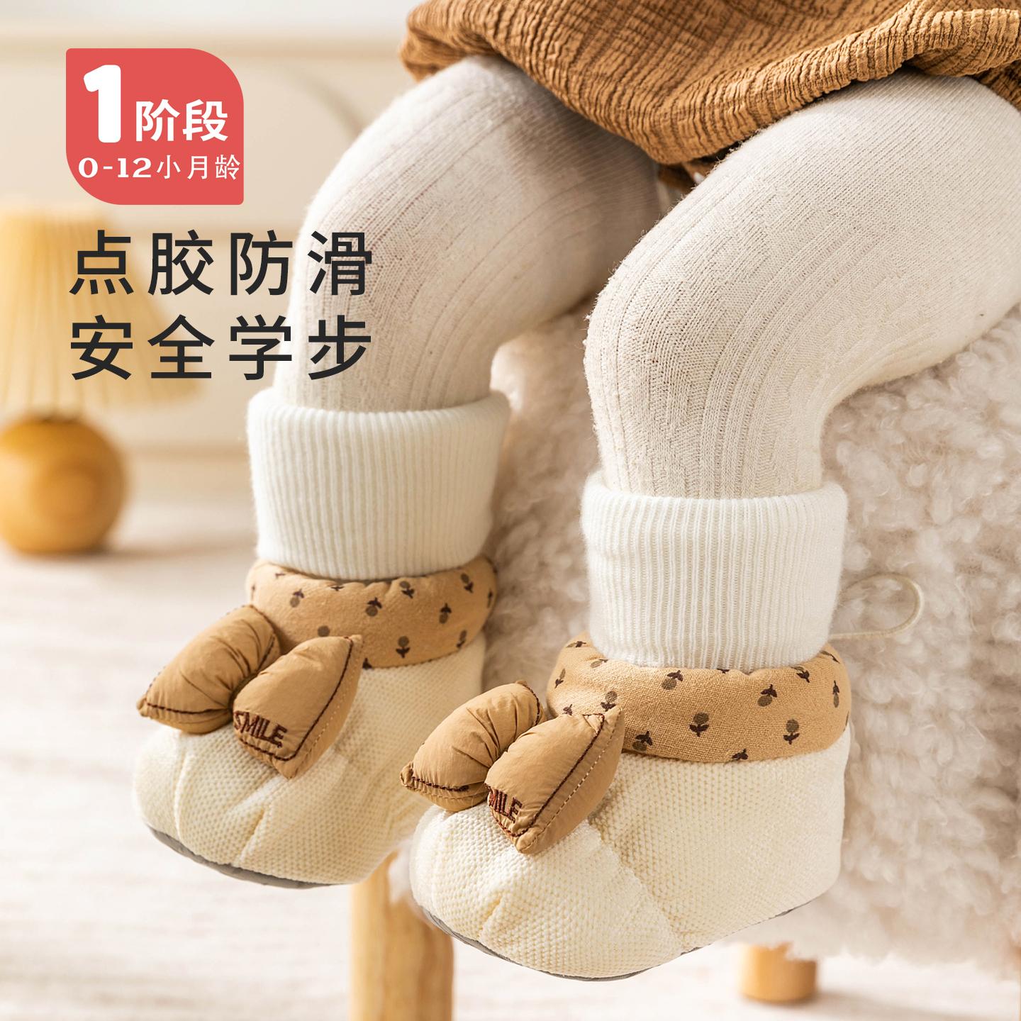 婴幼冬季加绒鞋0-1岁女宝宝公主鞋防滑加厚步前保暖棉鞋12