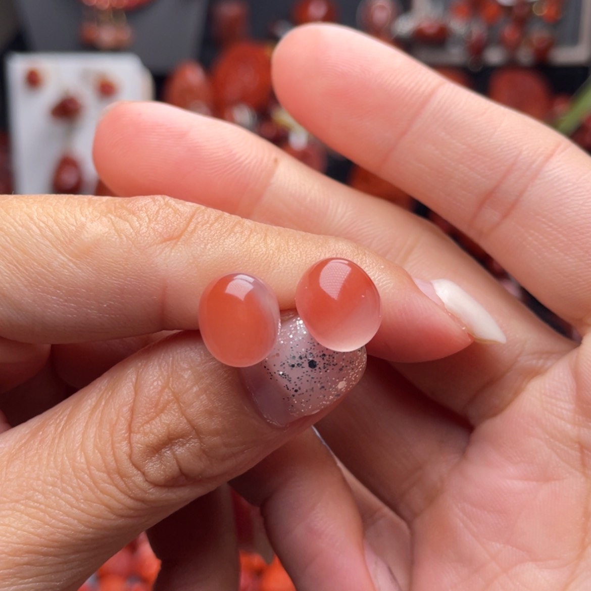 【闪购商品】南红玛瑙耳钉银S925镶嵌