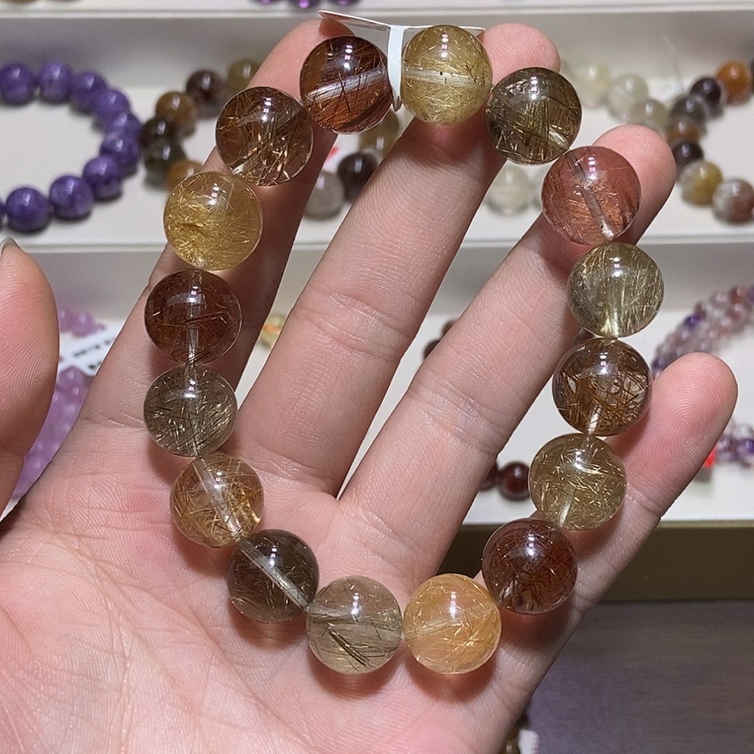 水晶手链未镶嵌彩发晶14.4