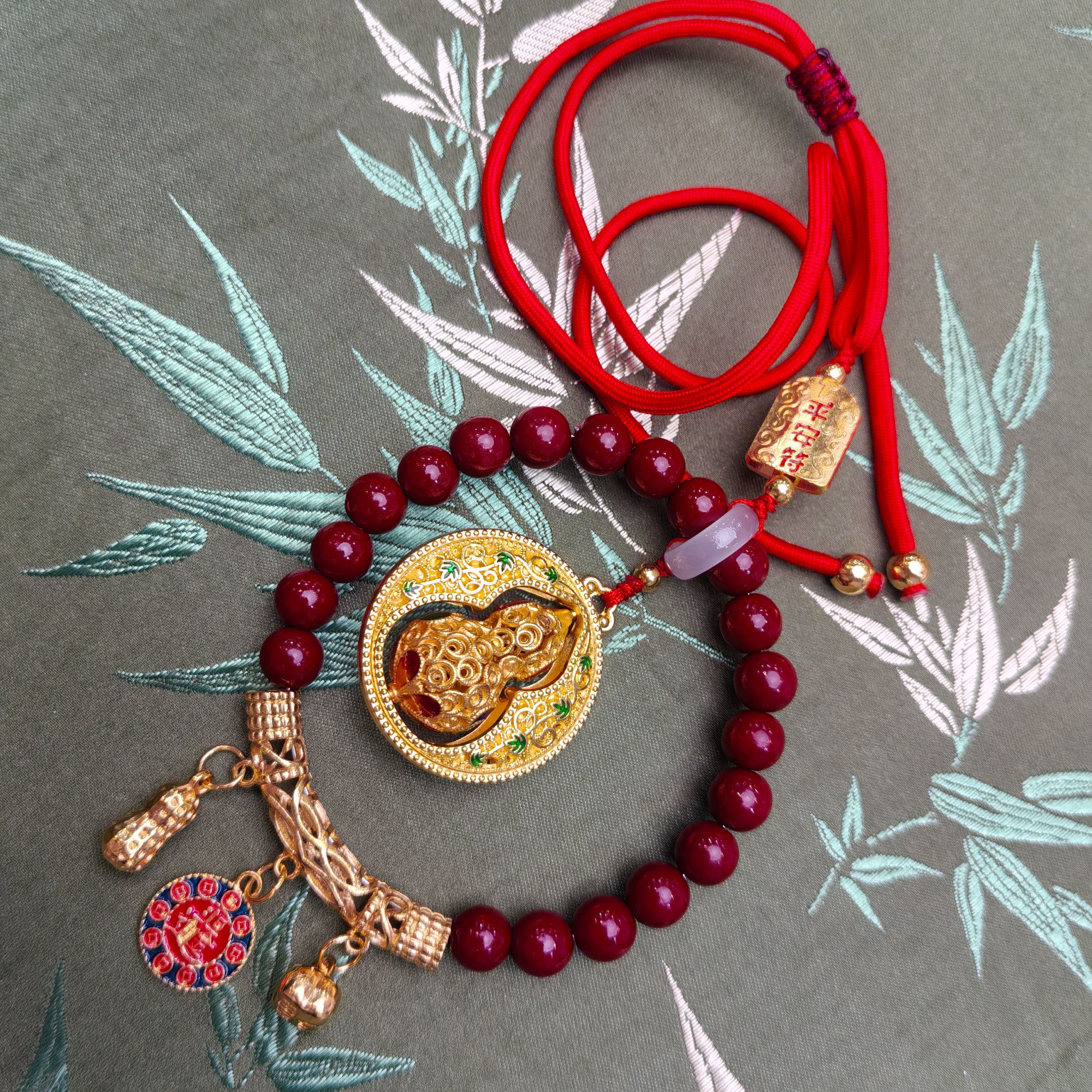 含辰砂工艺品DG 1277 朱砂平安福禄挂件