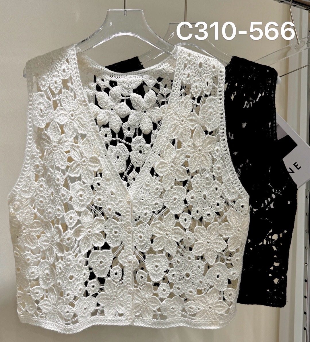 566-11059 针织宽松V领镂空背心马甲