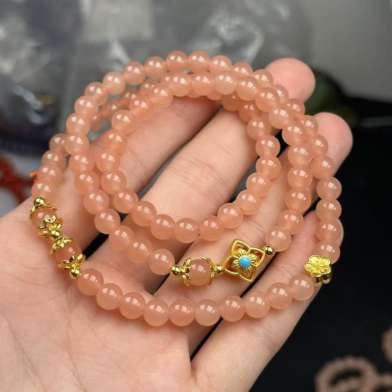 藕粉卡6DIY三圈项链-A2153