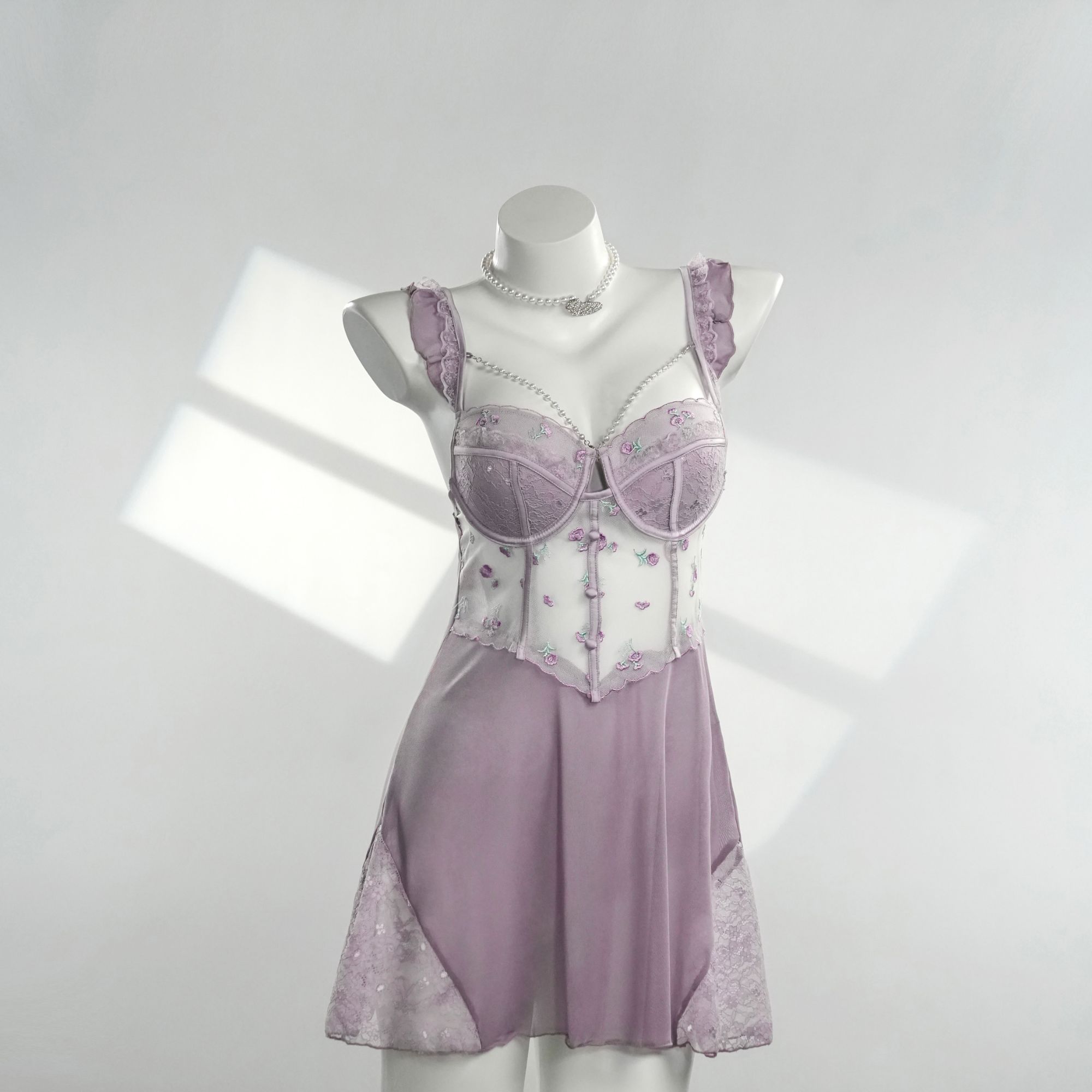 有何不可【90-220斤】显瘦修身宫廷风纯欲大码孕家居服睡裙 5006