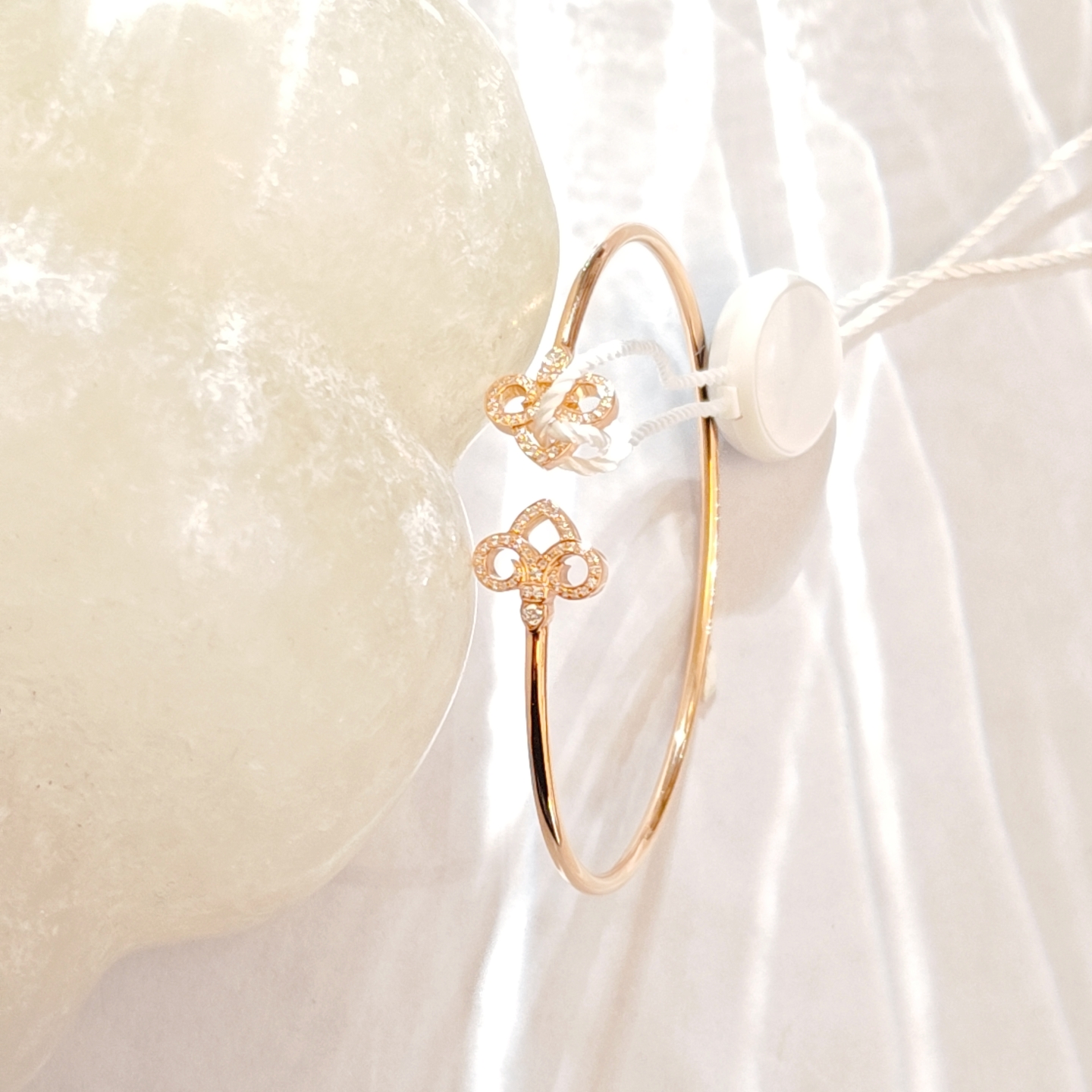 99新 Tiffany & Co./蒂芙尼 满钻鸢尾花手镯/18k玫瑰金/#15.5