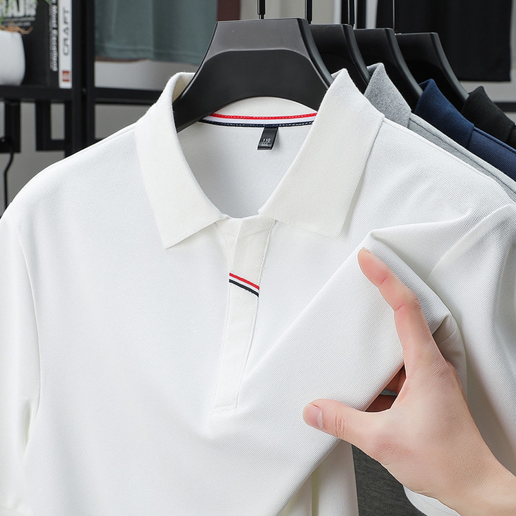 2025年新款短袖T恤男生翻领中年半袖T恤夏季薄款休闲上衣