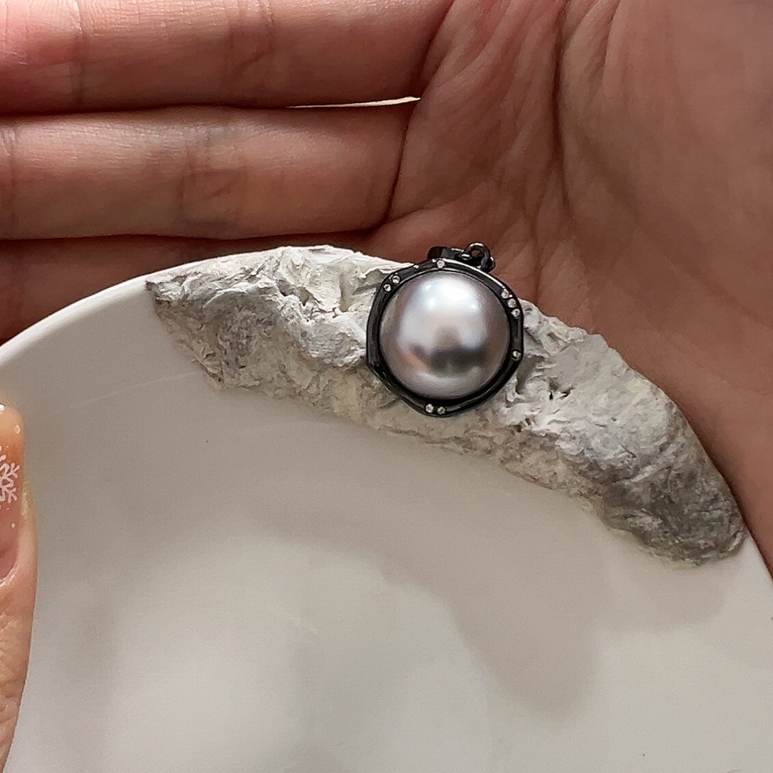 海水珍珠吊坠(不含链)银S925镶嵌