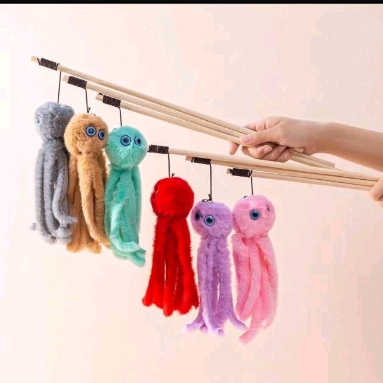 八爪鱼 木杆 毛绒 逗猫棒 1个 紫色