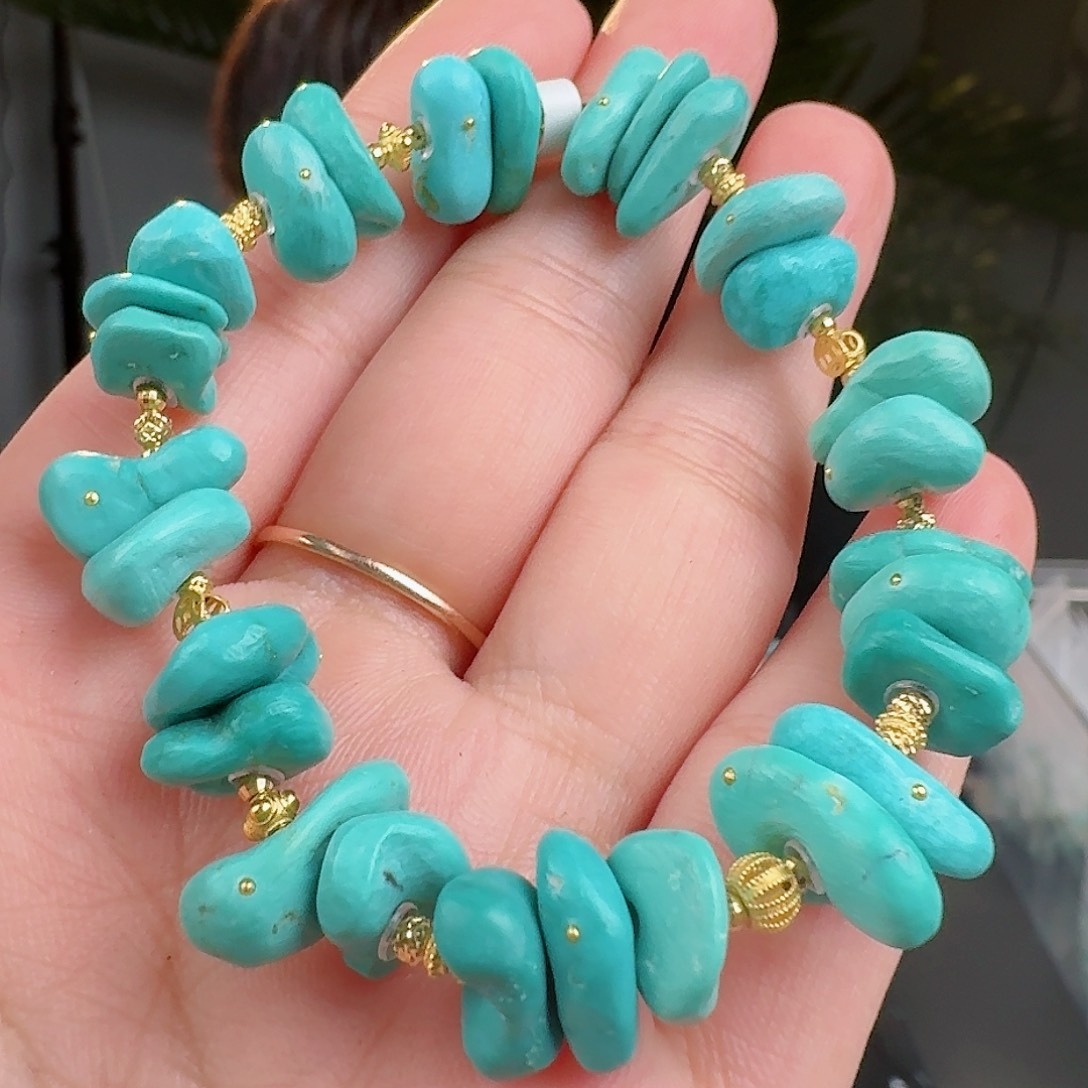 绿松石珠宝奇石18K金镶嵌