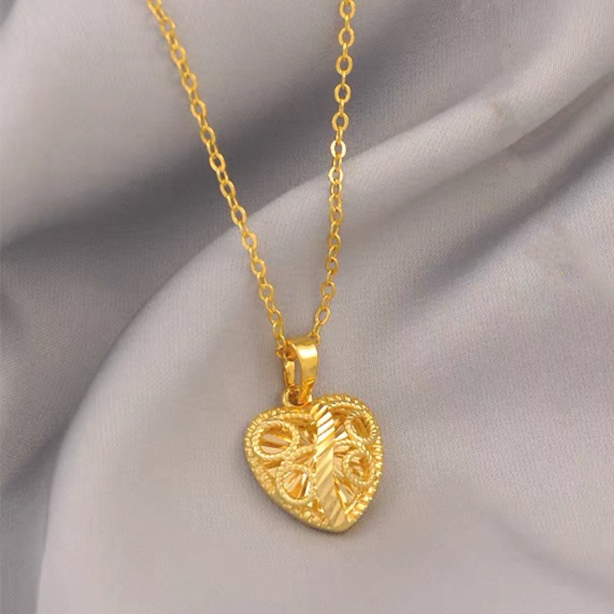 合金项链 20294合金高级感爆闪镭射花丝爱心项链（链长45）