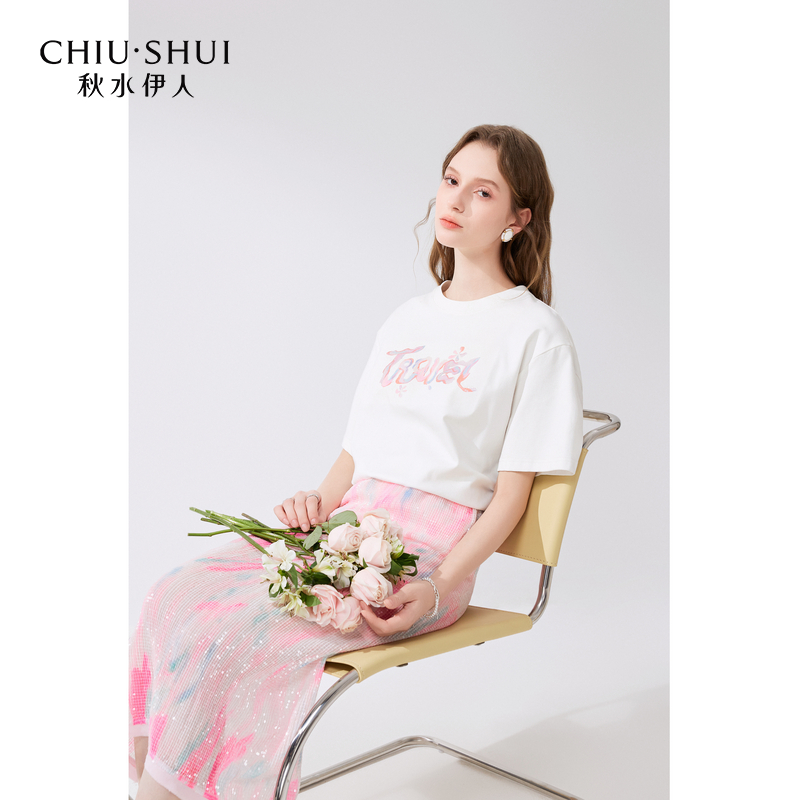 【初依】秋水伊人凉感T恤半身裙套装棉短袖裙两件套624203A010234