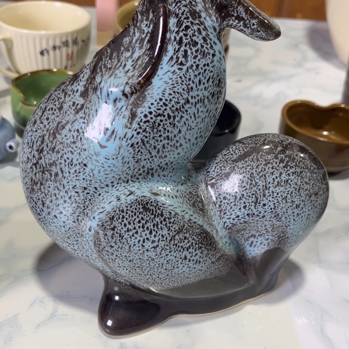 瓷片花釉窑变大公鸡喔喔叫