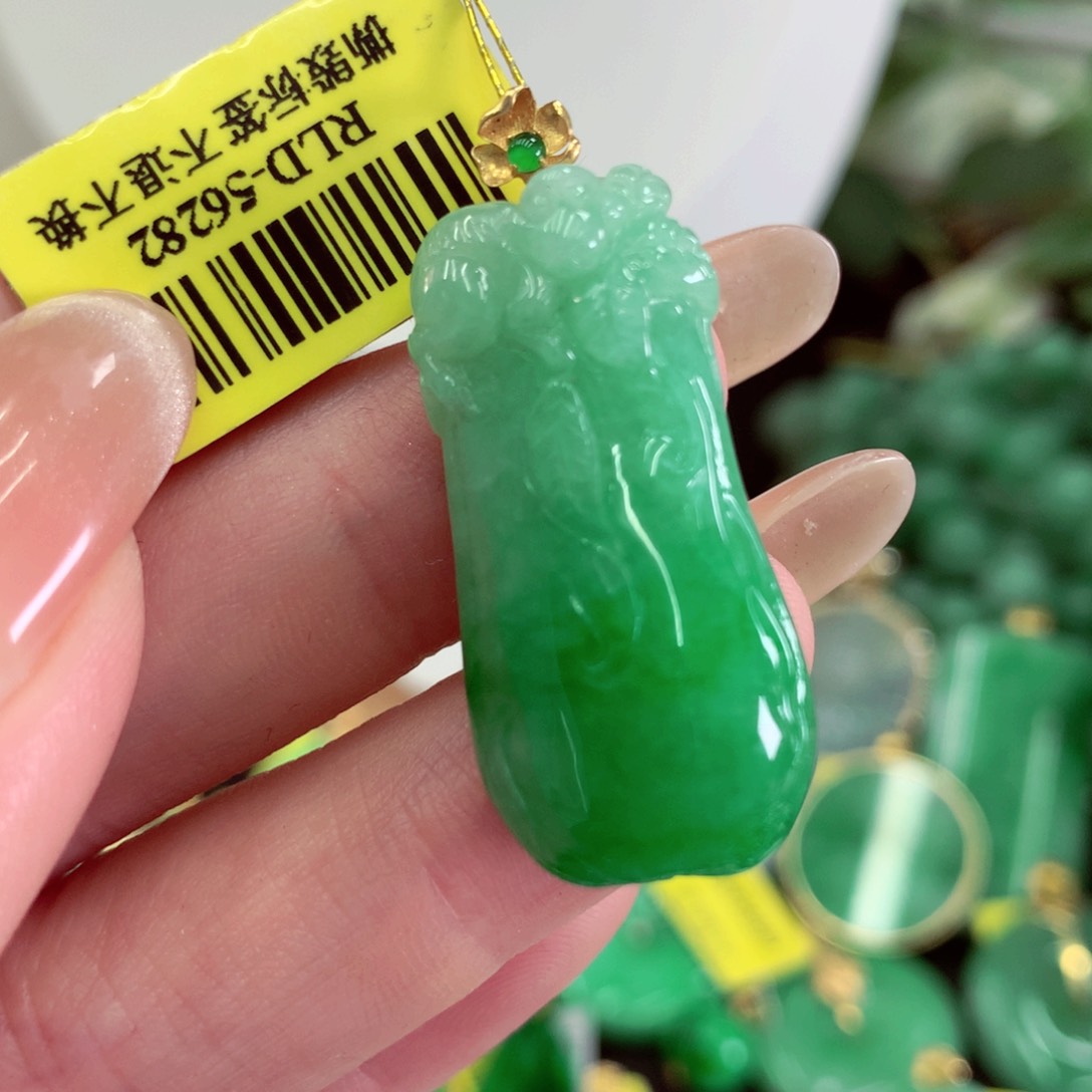 翡翠18K金镶嵌吊坠(不含链)