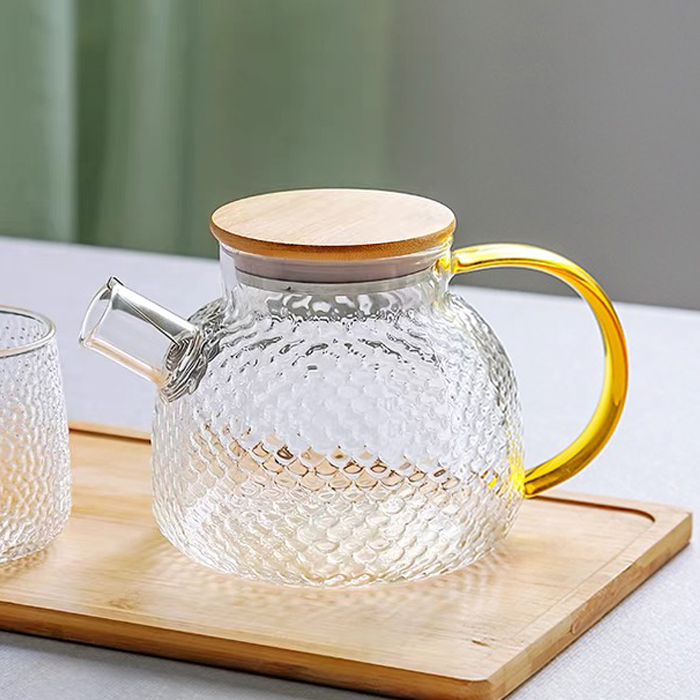 高硼硅玻璃泡茶壶锤纹小菠萝煮茶壶