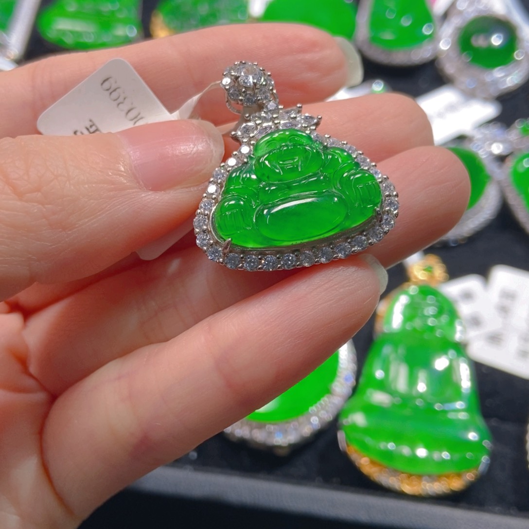 翡翠吊坠(不含链)银S925镶嵌