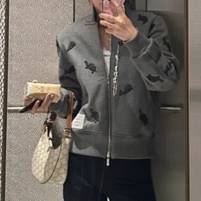 99新 THOMBROWNE 0码 A0993 Thombrowne TB灰色鲸鱼刺绣满印夹克