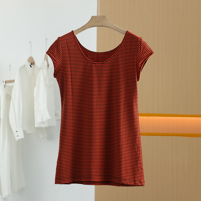 【半价q仓-唐长老自营】货号Y0656女装夏新款条纹套头T恤YL