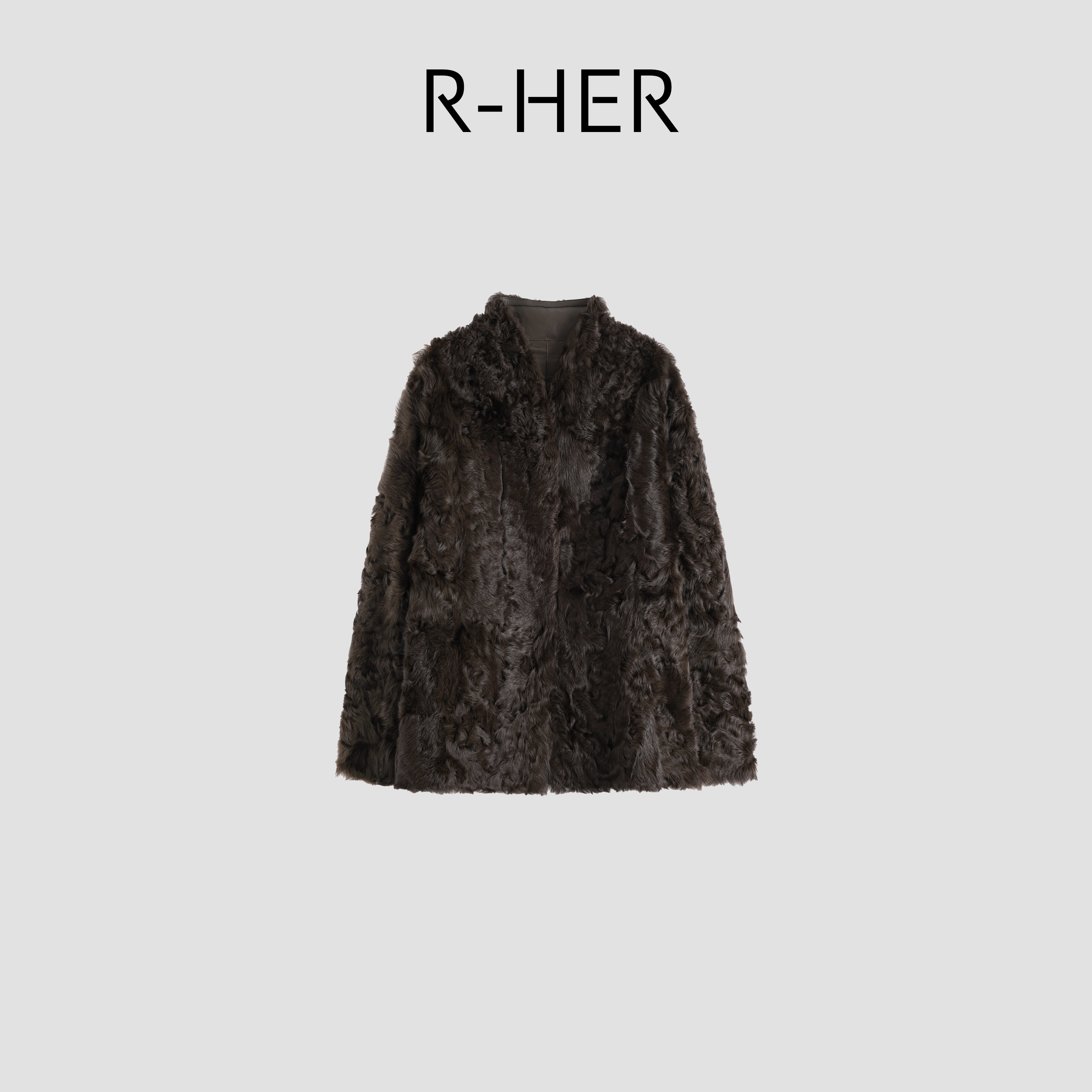 R-HER【棕绒凝奢】秋冬新款气质轻奢时尚设计感毛呢外套RC25092830
