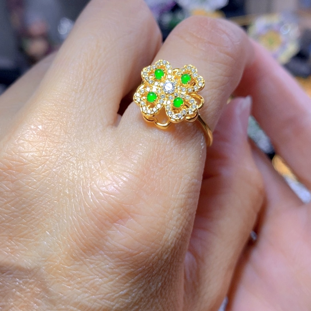 翡翠耳钉银S925镶嵌天然翡翠