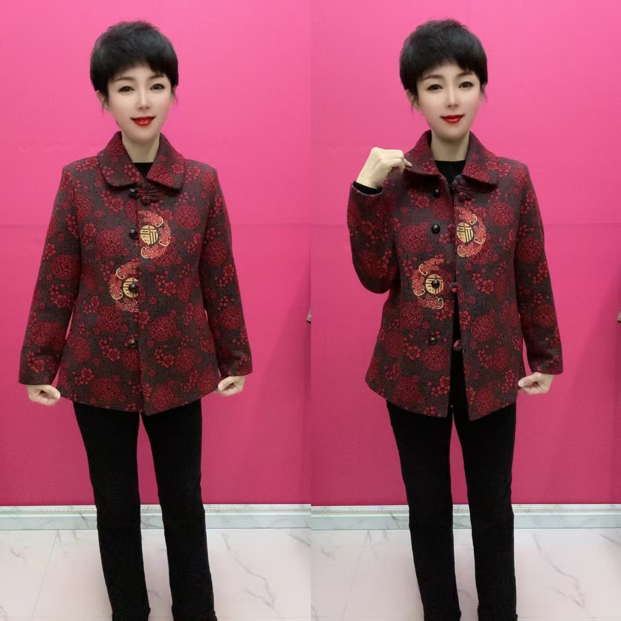 唐装盘扣双福字外套