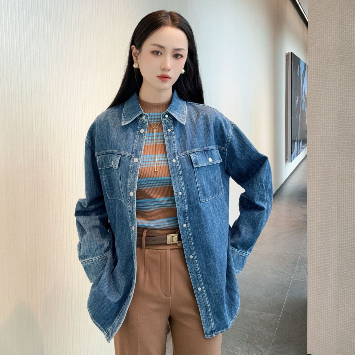 AMASS/阿玛施「风感波粒」休闲百搭宽松潮流印花衬衫外套5300971