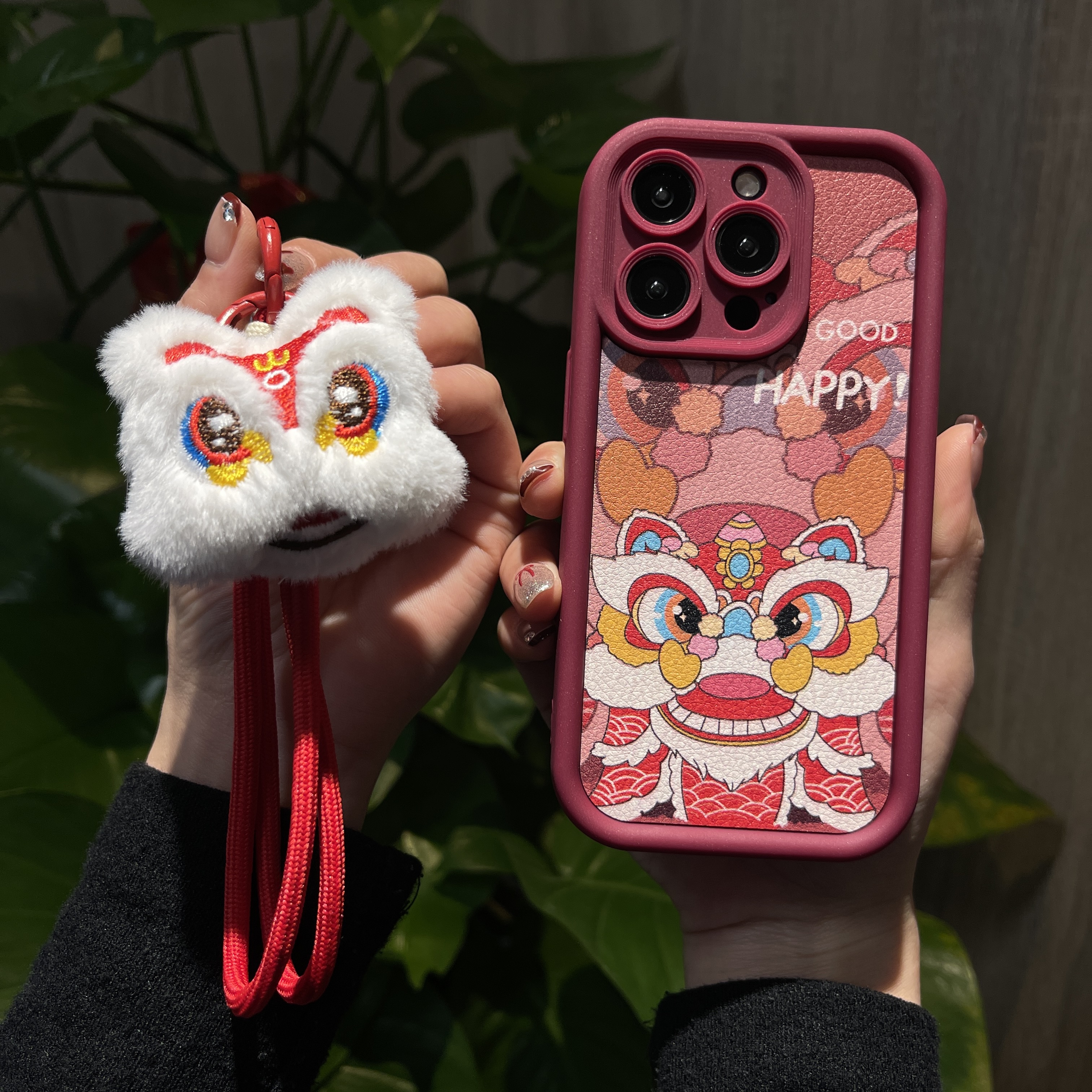 新年醒狮可爱适用VIVO真我OPPO一加IQOO手机壳阶梯全包防摔软（天）