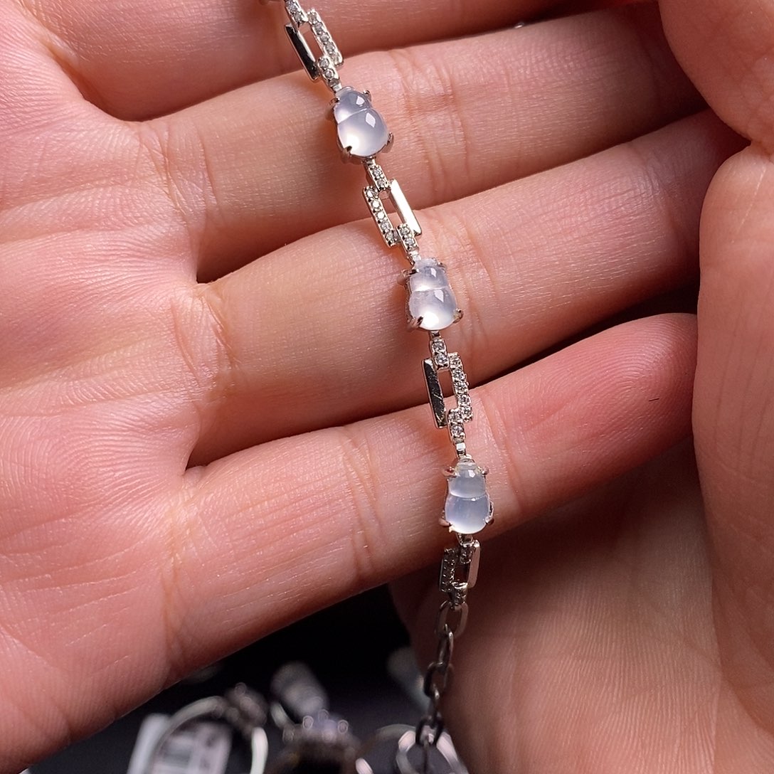 翡翠银S925镶嵌手链葫芦手链