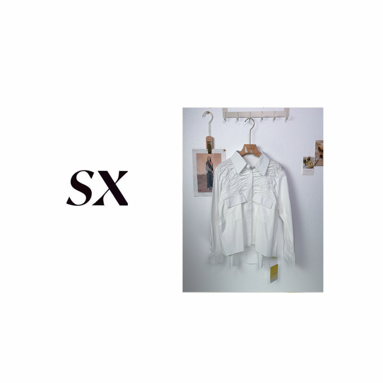 【B06T】#SX-设计感褶皱衬衣