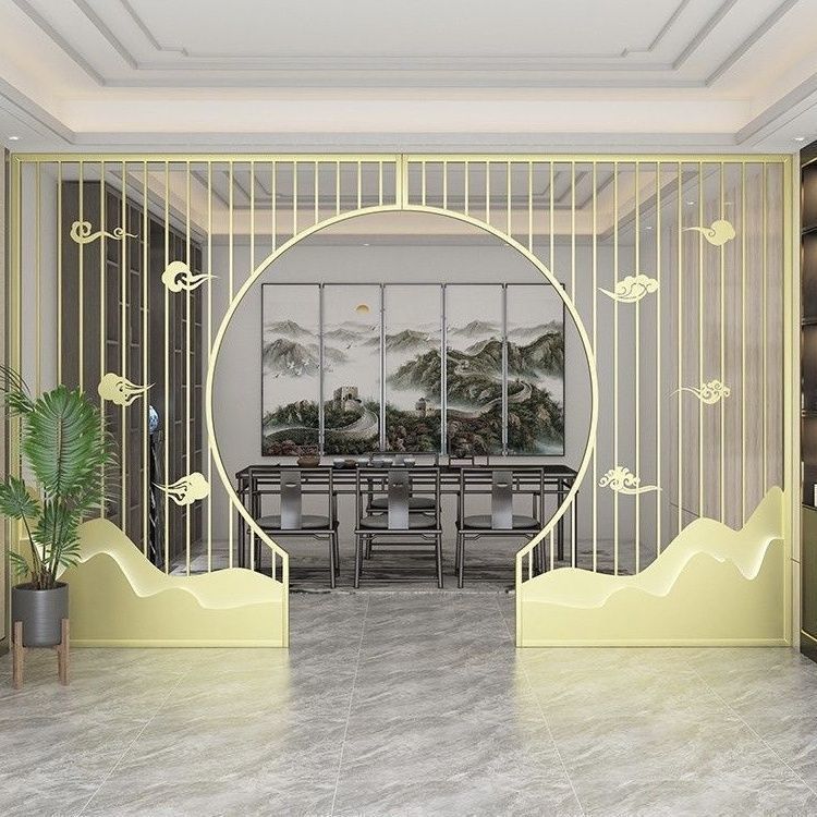 月亮门新中式屏风拱门餐厅卡座茶楼茶室包间美容院拱门