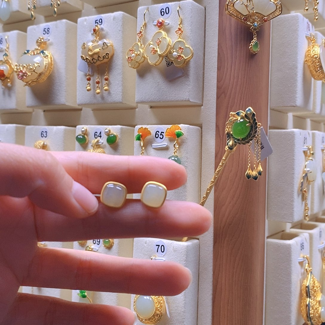 和田玉颈饰银S925镶嵌