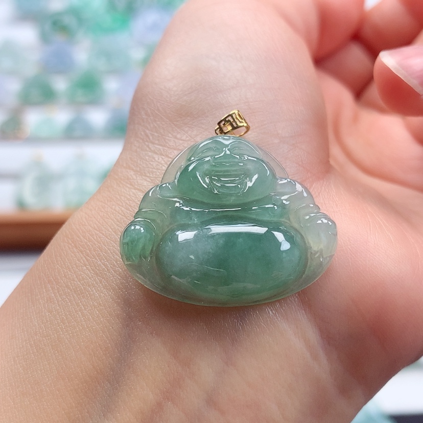 【闪购商品】翡翠吊坠(不含链)18K金镶嵌