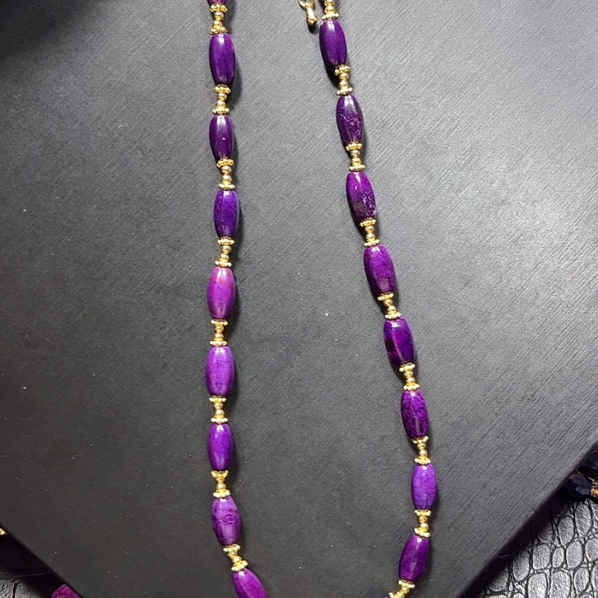 【闪购商品】琉璃配饰舒具石老油料25帝王紫丝绒玉华锁骨链卡6