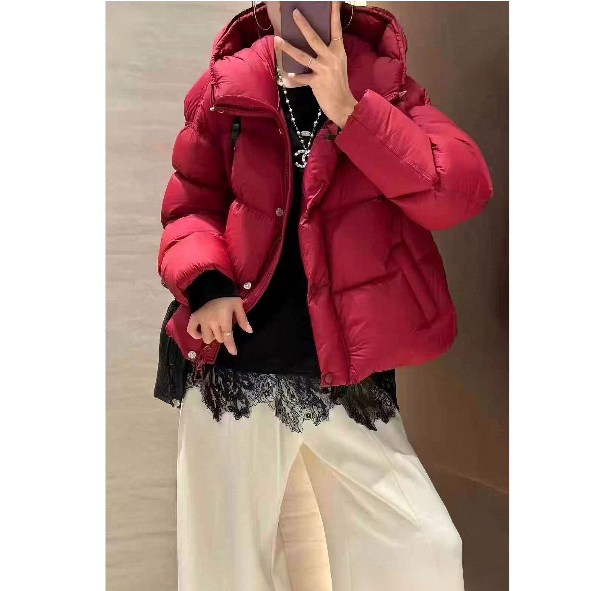 韩2025冬季新款连帽泡芙羽绒服短款