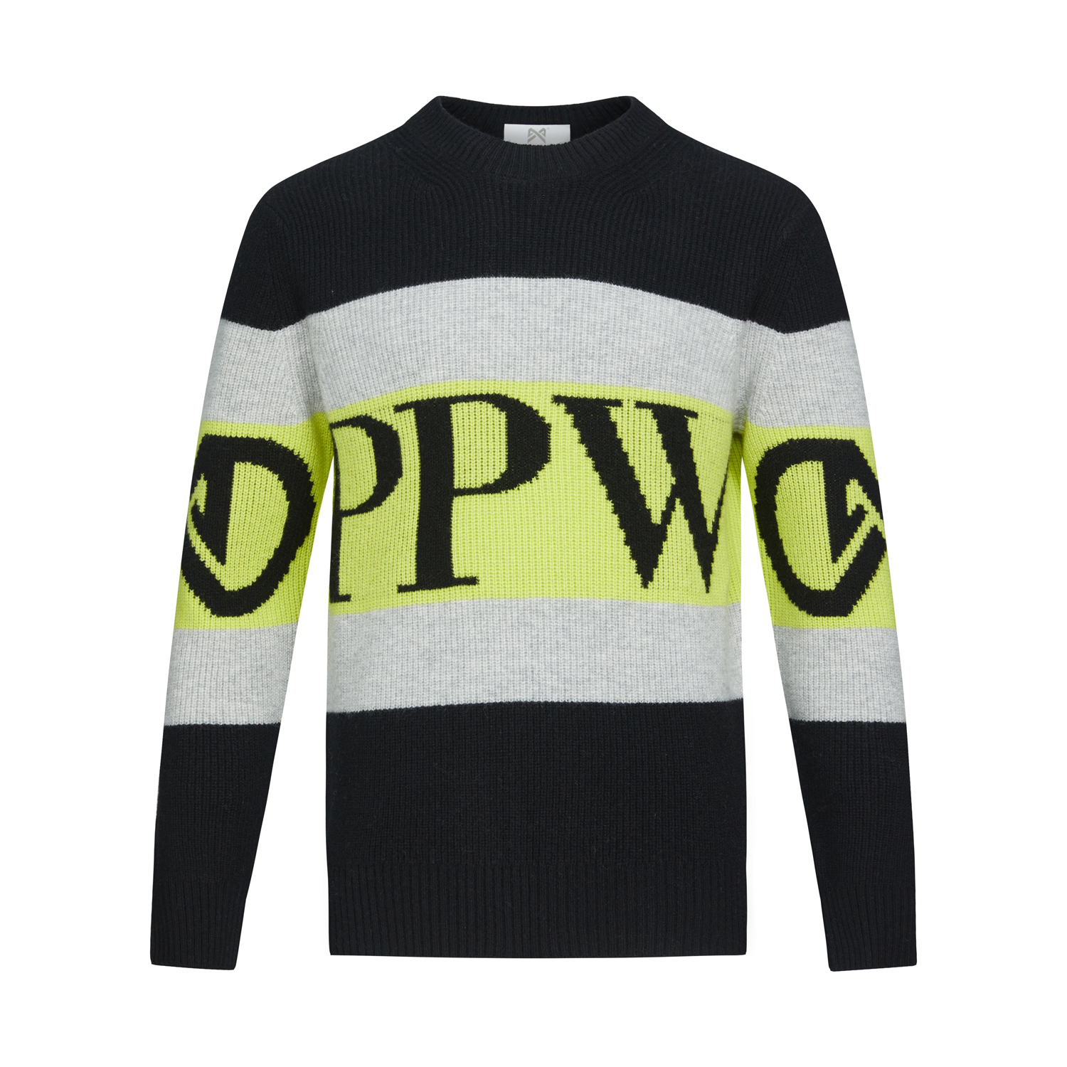 【PPWHITE】白PP男款简约时尚百搭长袖休闲针织套头拼接羊毛衫